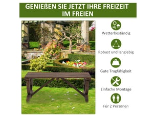 Banc de jardin rustique en bois, résistant aux intempéries, durable, 98x50x39,5 cm, élégant
