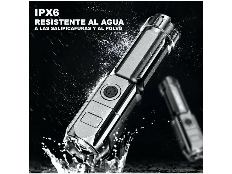  Lampe torche led sgt6 haute puissance de mise au point réglable, étanche, 4 modes rechargeable, lampe tactique avec zoom  - Conforama C