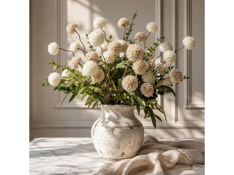  Fleurs artificielles de souci, fleurs fausses blanches champagne pour décoration intérieure extérieure, porche, patio, jardin, bac à fenêtre, table à domicile  - Conforama A