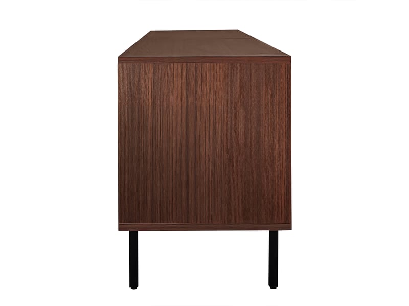  Meuble tv 200 cm noyer et noir led bluetooth portes en verre  - Conforama E