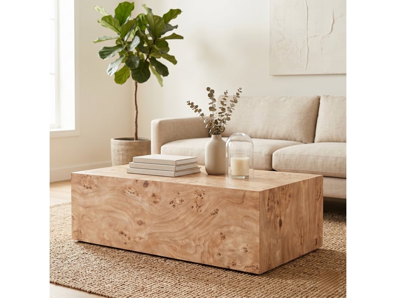  Table basse avec plateau spacieux, design minimaliste, en mdf, décor bois naturel, usage polyvalent au salon  - Conforama C