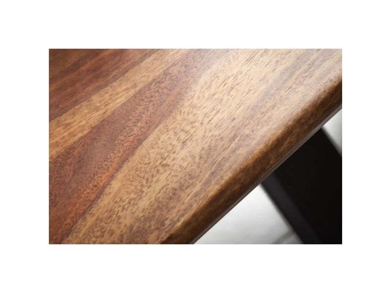 Table solara 200 cm – plateau en bois de sheesham verni et pieds en métal noir – style industriel - Conforama E