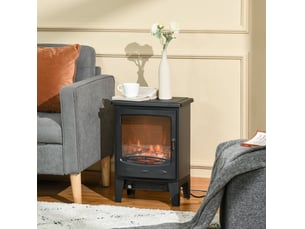 Cheminée électrique led 39 x 26 x 54,8 cm noir en acier, chauffage réglable avec protection thermique