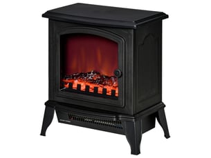 Cheminée électrique portable avec effet flamme, 10002000 w, noire