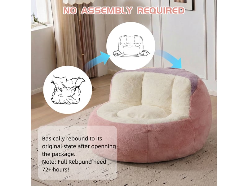 Fauteuil pouf xxl en peluche avec remplissage en mousse déchiquetée et poignée, multicolore, 56 × 45 × 31 cm - Conforama C