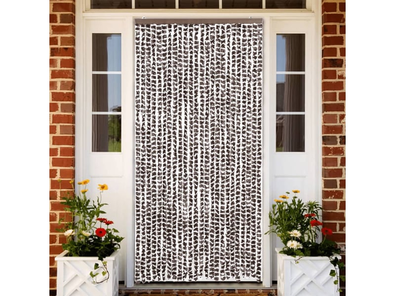 Rideau anti-mouches, moustiquaire marron et blanc 100x200 cm chenille cf43561 - Conforama B
