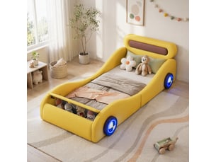Lit avec rangement 90x200 cm <strong></strong> <strong></strong> coloris jaune