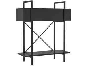 Support plantes 2 niveaux 60x25x70 cm – noir – métal avec drainage et rangement extérieur intérieur
