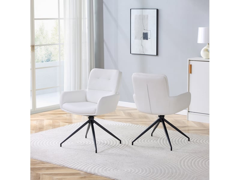  Lot de 2 chaises de salle à manger pivotantes 360° en pu evryae  - Conforama B