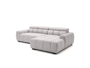 Canapé d'angle aldo avec fonction couchage, côté droit, tissu salvador wr, gris clair (13)