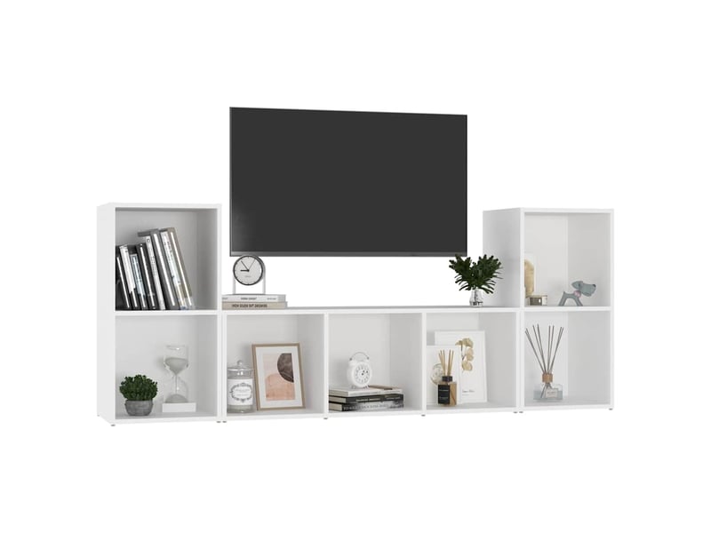  Ensemble de meubles tv 3 pcs blanc bois d'ingénierie shl21155  - Conforama C