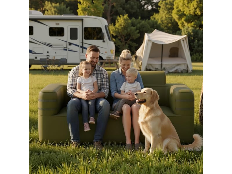 Canapé gonflable 2 places 169x83x81 cm, fauteuil gonflable en tissu oxford avec pompe électrique, 3 buses et sac, extérieur, charge 300 kg (2 places)  - Conforama B