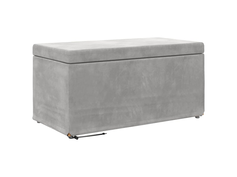  Tabouret bas, ottoman gris clair 81x41x40 cm velours et bois composite  - Conforama A