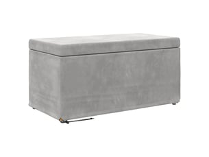 Tabouret bas, ottoman gris clair 81x41x40 cm velours et bois composite