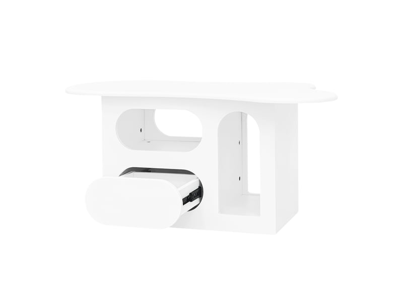  Table basse avec tiroirs, table basse en forme de nuage avec compartiments de rangement ouverts, matériaux de haute qualité. 97 x 45 x 43,5 cm  - Conforama E