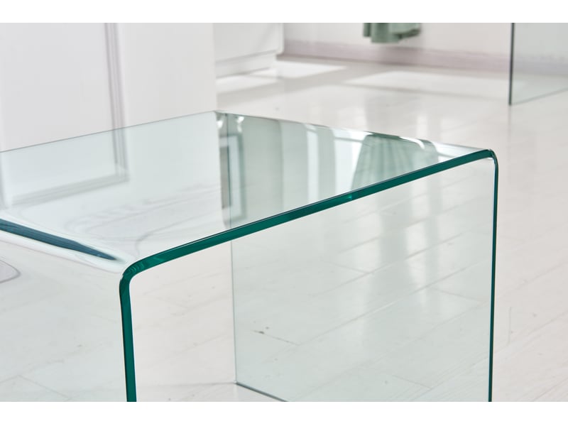  Table d’appoint en verre trempé pour salon et canapé - lpospi - transparente, résistante à l’eau - 50 × 40 × 45 cm  - Conforama E