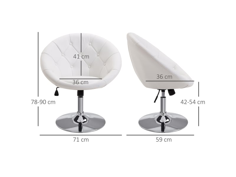  Chaise de bureau pivotante,71x59x78-90 cm,réglable,similicuir,blanc  - Conforama C