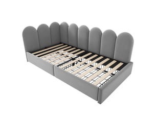Lit avec rangement 90x190 cm coloris gris
