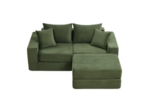 Canapé d'angle réversible fixe <strong>MAISENTIEL</strong> <strong></strong> 3 places Velours côtelé vert
