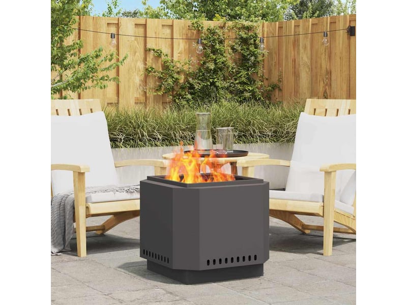  Brasero exterieur, foyer sans fumée noir 58x58x51 cm acier laminé à froid  - Conforama B