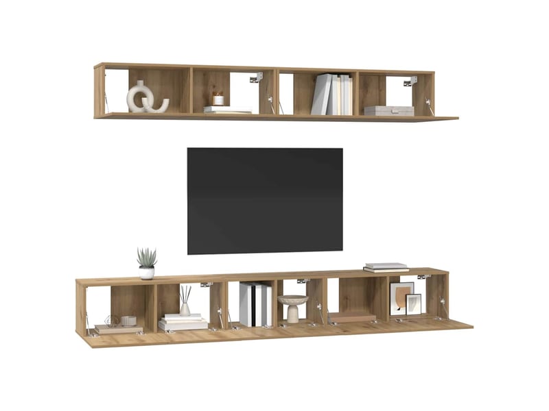  Ensemble meuble tv - banc tv - meuble de rangement 5 pcs chêne artisanal bois d'ingénierie  - Conforama C