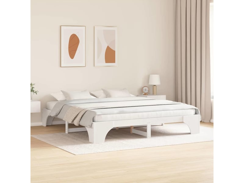  Lit double- lit adulte -  cadre de lit blanc 200 x 200 cm pin massif  - Conforama B