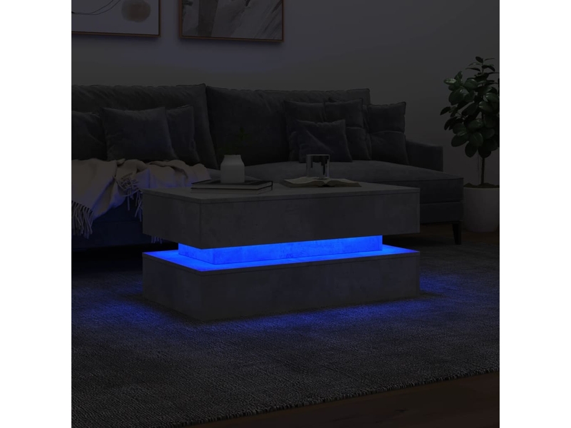  Table basse | table d'appoint salon avec lumières led gris béton 90x50x40 cm shl5580  - Conforama E