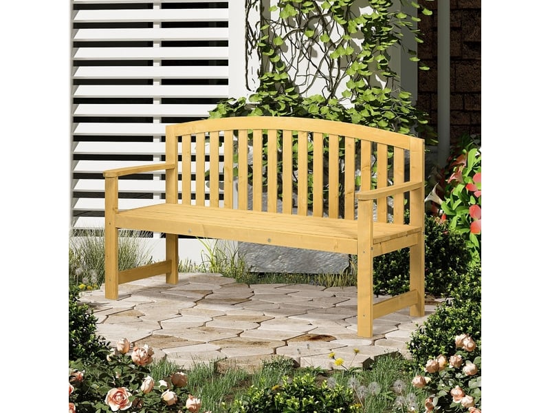  Banc de jardin 2 places en bois orange 143 x 51 x 85 cm, dossier ergonomique et finition résistante aux intempéries  - Conforama B
