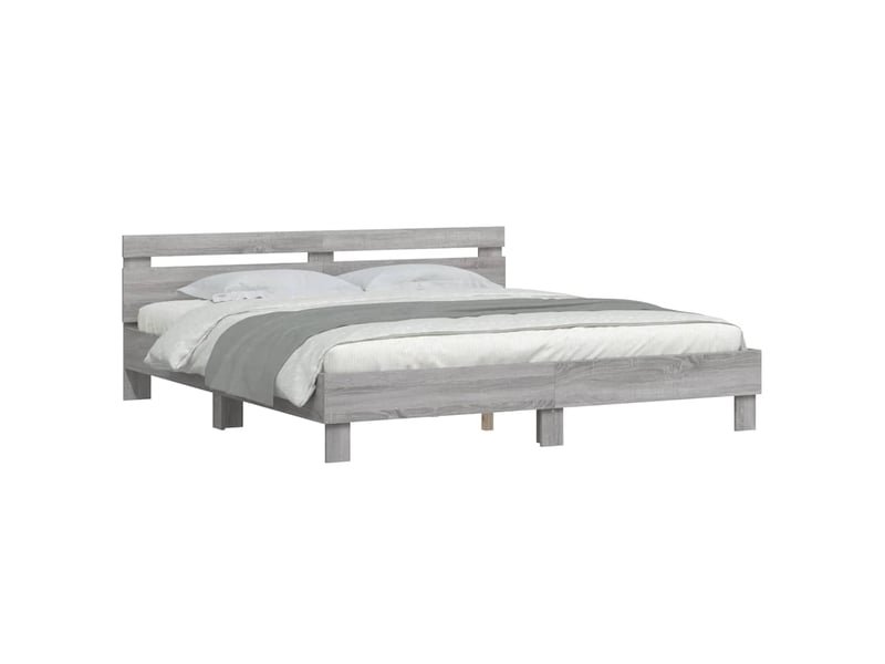  Lit double- lit adulte -  cadre de lit sans matelas sonoma gris 200x200 cm  - Conforama B