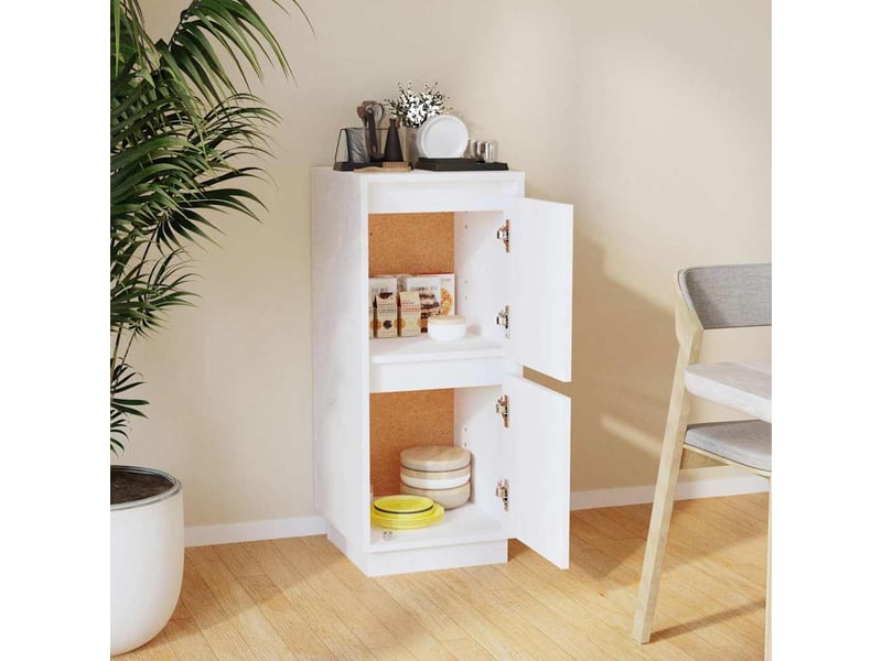  Buffet - bahut - meuble de rangement blanc 31,5x34x75 cm bois massif de pin  - Conforama C