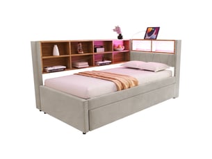 Lit gigogne 90x200 cm BEAOK   coloris gris
