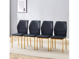 Lot de 4 chaises de salle à manger noir et doré en métal et polyuréthane