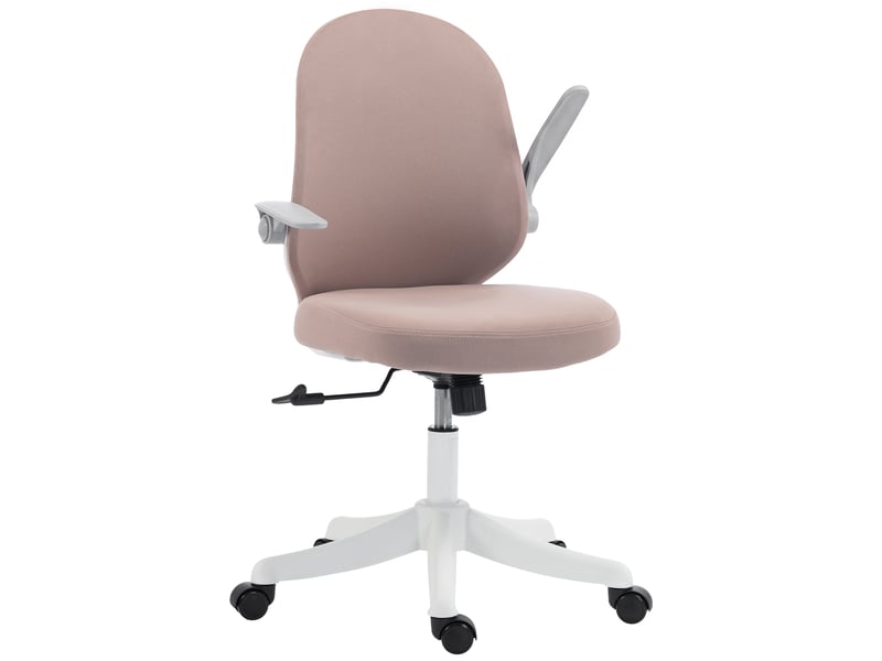  Chaise de bureau ergonomique pivotante avec accoudoirs rabattables, rose  - Conforama A
