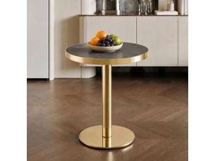 Table d'appoint ronde en mdf 60x60x74 cm gris et doré
