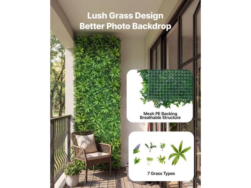  Vevor mur végétal artificiel haie artificielle déco intérieur extérieur 3x1 m  - Conforama C