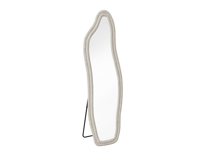  Miroir sur pied irrégulier 160 x 50 cm, miroir sur pied à cadre en alliage d’aluminium, idéal pour chambre, dressing, salon – design moderne, blanc  - Conforama A