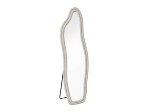 Miroir sur pied irrégulier 160 x 50 cm, miroir sur pied à cadre en alliage d’aluminium, idéal pour chambre, dressing, salon – design moderne, blanc
