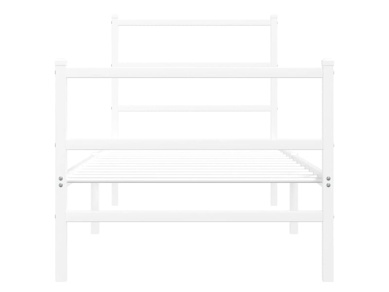 Lit simple- lit adulte - cadre de lit métal sans matelas avec pied de lit blanc 80x200cm - Conforama D
