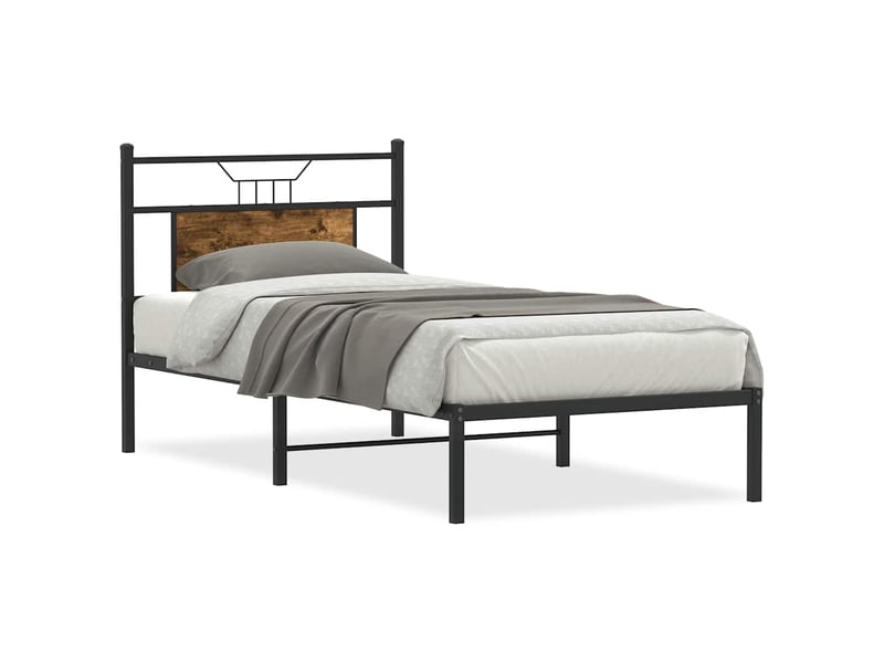  Lit simple- lit adulte -  cadre de lit sans matelas chêne fumé 80x200cm bois d'ingénierie  - Conforama A