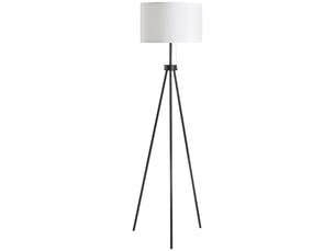 Lampadaire moderne e27, acier et polyester, noir et blanc, 37 x 37 x 152 cm, pour salon et chambre