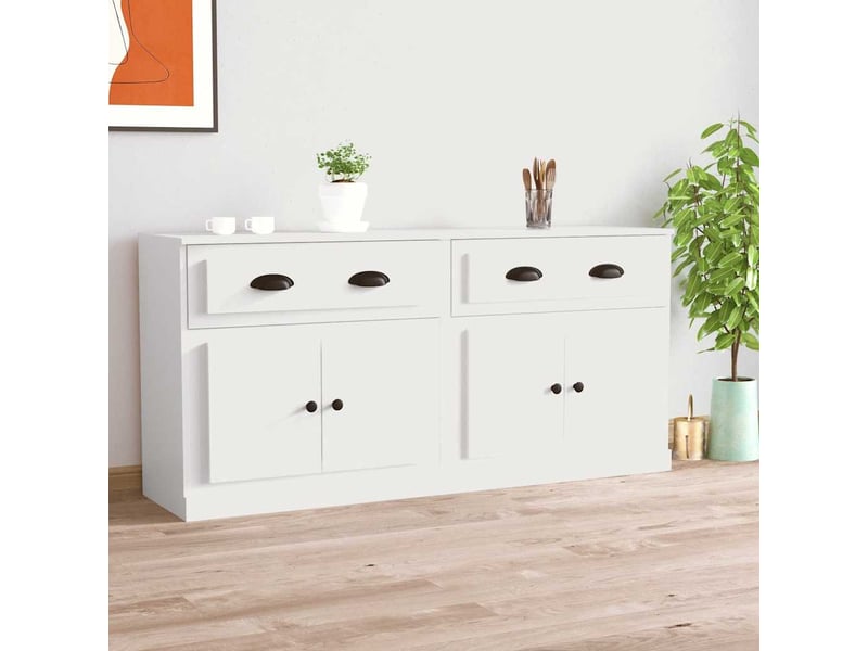  Buffets 2 pcs - bahut - meuble de rangement blanc bois d'ingénierie  - Conforama B