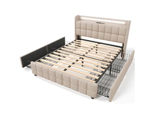 Lit avec rangement 180x200 cm SWEIKO coloris beige