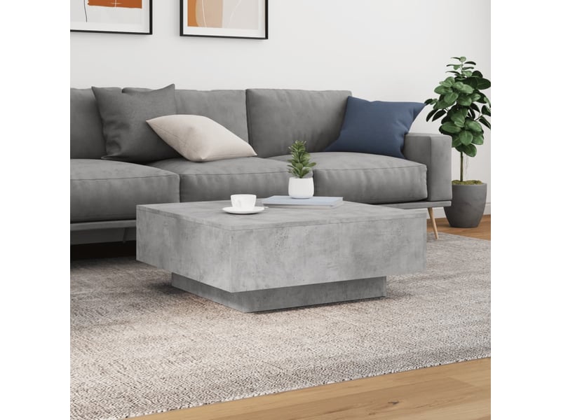  Table basse - table de salon - table à thé gris béton 80x80x31 cm bois d'ingénierie  - Conforama C