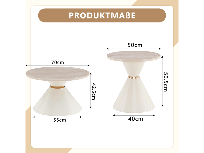  Tables basses imbriquées lot de 2 avec plateau effet pierre et pieds coniques  - Conforama C