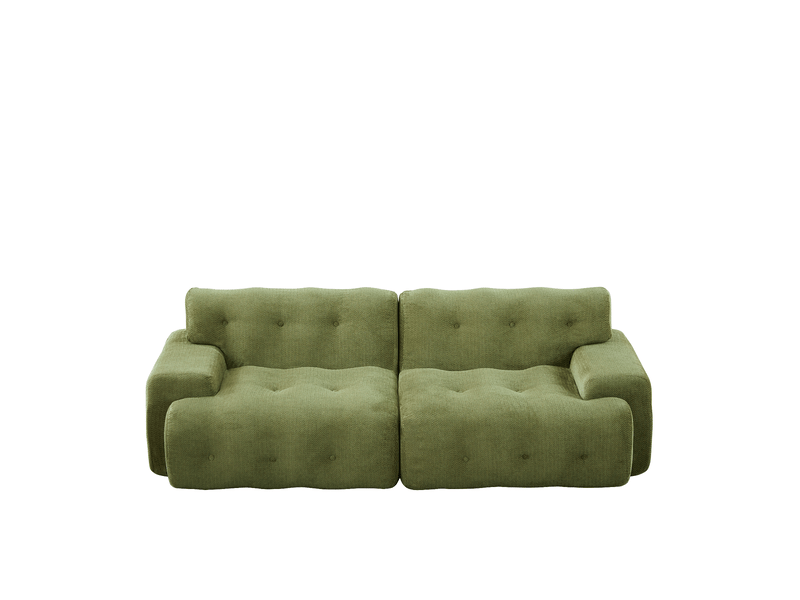  Canapé 3 places en chenille vert, design nuage moderne 224 cm  - Conforama A