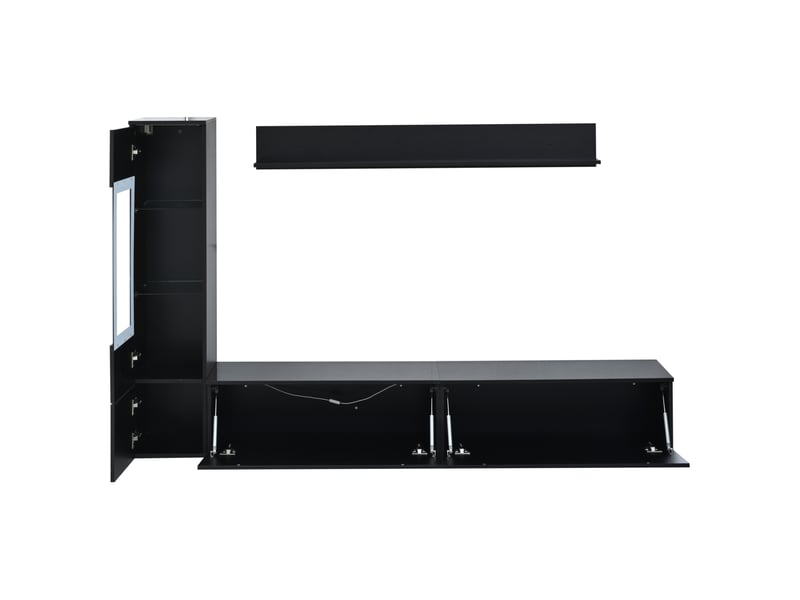 Ensemble mural tv 3 pièces led 180x33x30 cm noir brillant - Conforama R