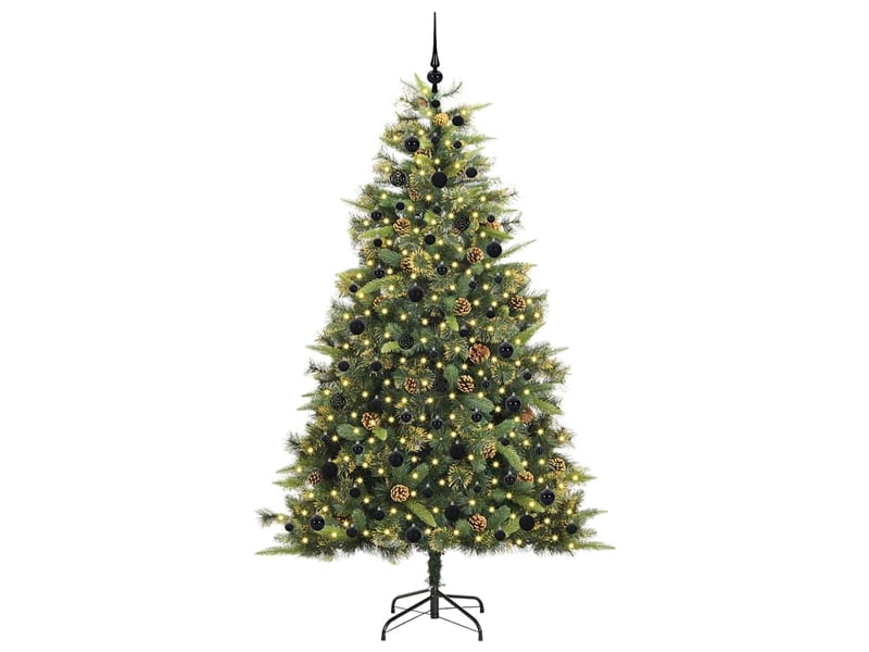 Sapin de noël artificiel, arbre de noël avec branches pliables et cônes 210 cm shl9961  - Conforama C
