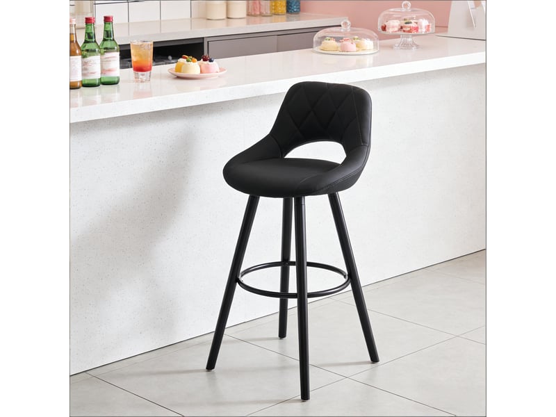  Tabouret de bar,43x43 cm,avec dossier,tissu,anthracite  - Conforama E