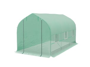 Serre tunnel de jardin 8m², serre de jardin tunnel avec 1 porte et 6 fenêtres, bâche pe 140gm² 400x200x200cm vert