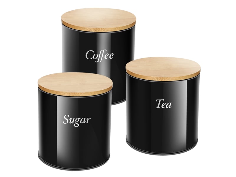 Ensemble Beurrier Et Sucrier Céramique Noire Avec Couvercle Bambou - Design Moderne Pour Table - Pour Beurre, Sucre, épices